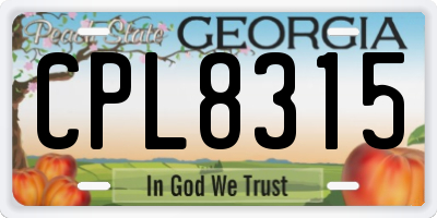 GA license plate CPL8315
