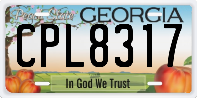 GA license plate CPL8317