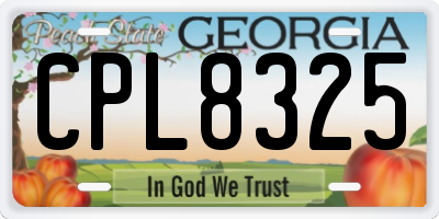 GA license plate CPL8325