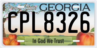 GA license plate CPL8326