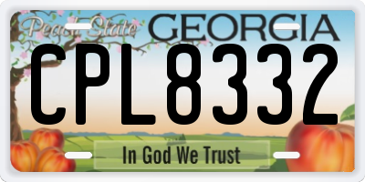 GA license plate CPL8332