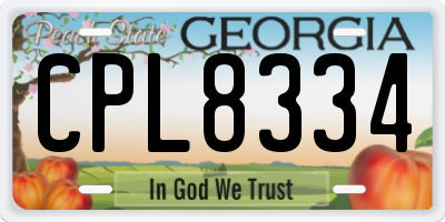 GA license plate CPL8334