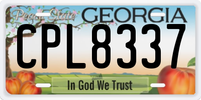 GA license plate CPL8337
