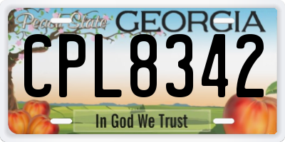 GA license plate CPL8342