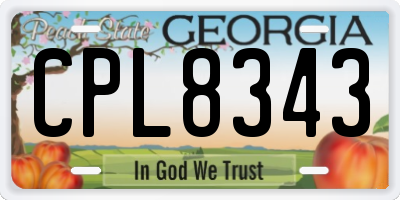 GA license plate CPL8343