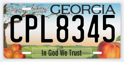 GA license plate CPL8345