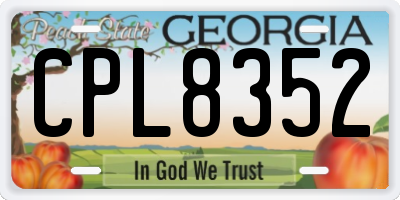GA license plate CPL8352