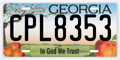 GA license plate CPL8353