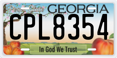GA license plate CPL8354