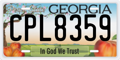 GA license plate CPL8359