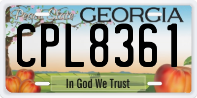 GA license plate CPL8361
