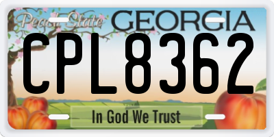 GA license plate CPL8362