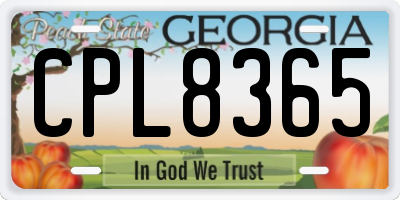 GA license plate CPL8365