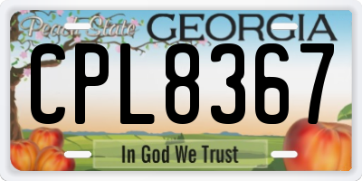 GA license plate CPL8367