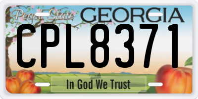GA license plate CPL8371