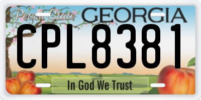 GA license plate CPL8381