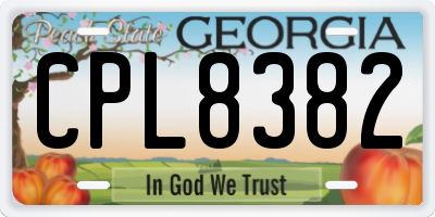 GA license plate CPL8382