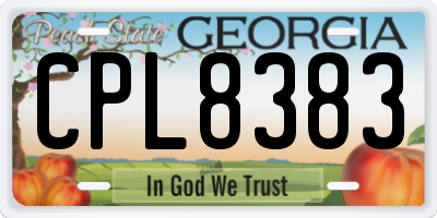 GA license plate CPL8383