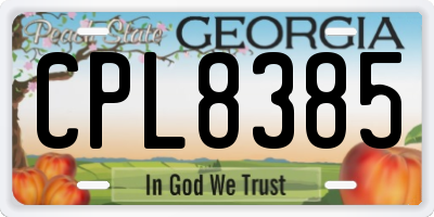 GA license plate CPL8385