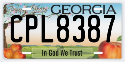 GA license plate CPL8387