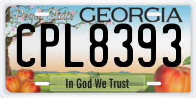GA license plate CPL8393