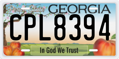 GA license plate CPL8394