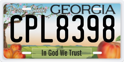 GA license plate CPL8398