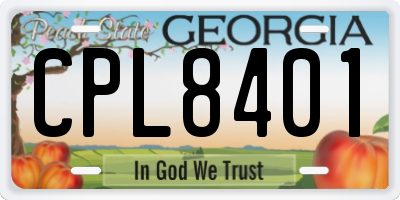 GA license plate CPL8401