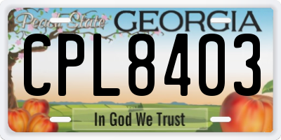 GA license plate CPL8403