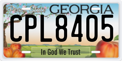 GA license plate CPL8405