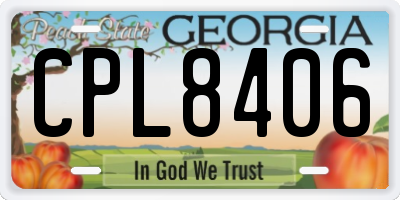 GA license plate CPL8406