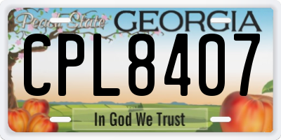 GA license plate CPL8407