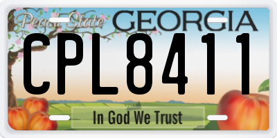 GA license plate CPL8411