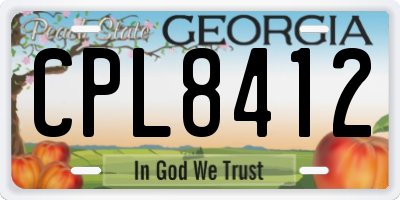 GA license plate CPL8412