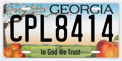 GA license plate CPL8414