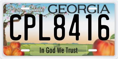 GA license plate CPL8416