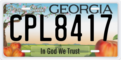 GA license plate CPL8417