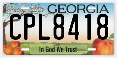 GA license plate CPL8418