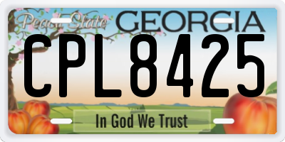 GA license plate CPL8425