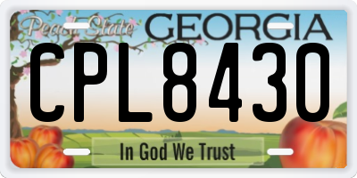 GA license plate CPL8430