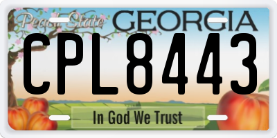 GA license plate CPL8443