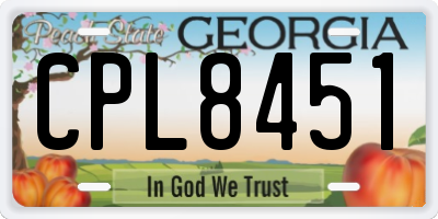 GA license plate CPL8451