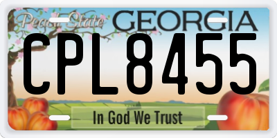 GA license plate CPL8455