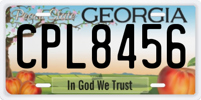 GA license plate CPL8456