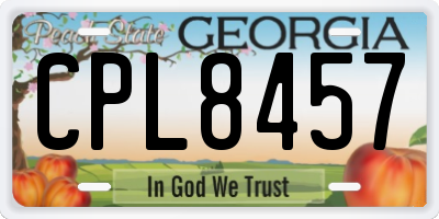 GA license plate CPL8457