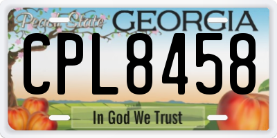 GA license plate CPL8458