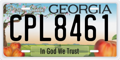 GA license plate CPL8461