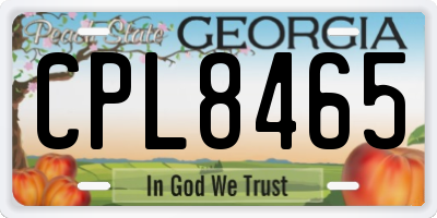GA license plate CPL8465
