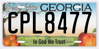 GA license plate CPL8477