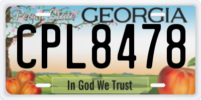 GA license plate CPL8478